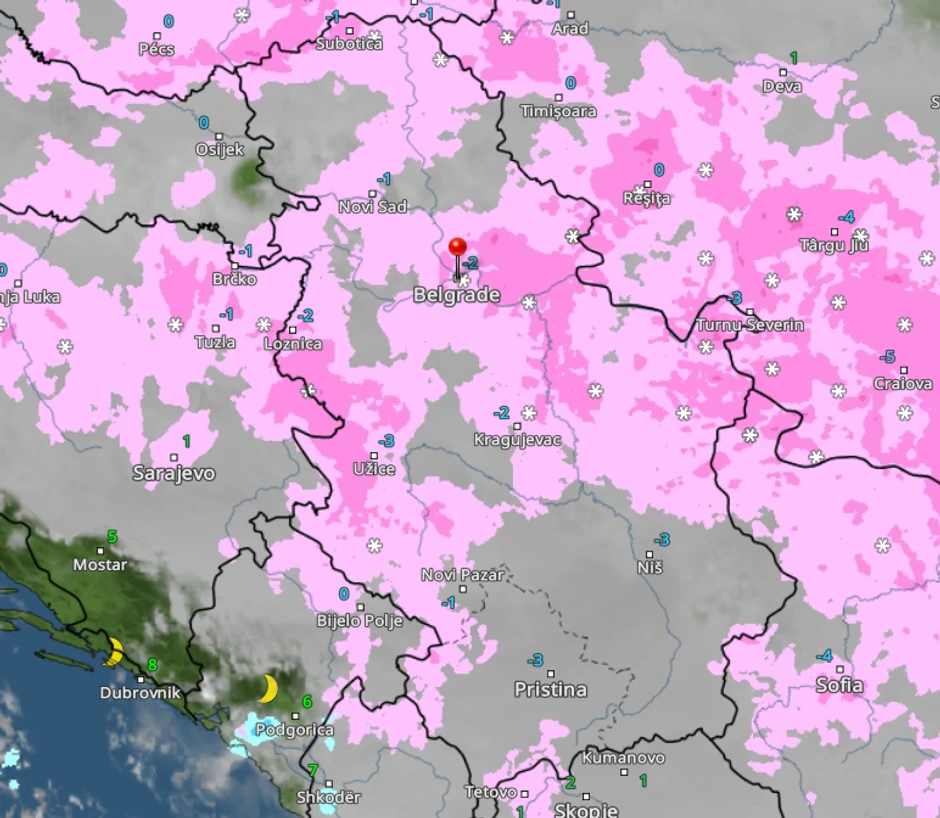 Kretanje padavina u Srbiji sutra u ponoć