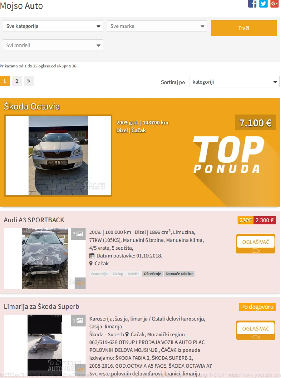 Prodavali kradene automobile i delove na poznatim sajtovima