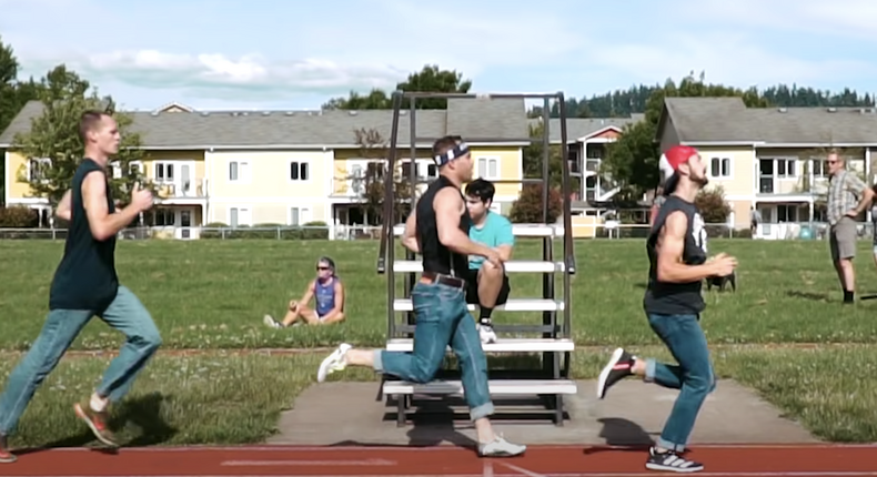 Nick Symmonds Hosts a Funny Blue Jean Mile