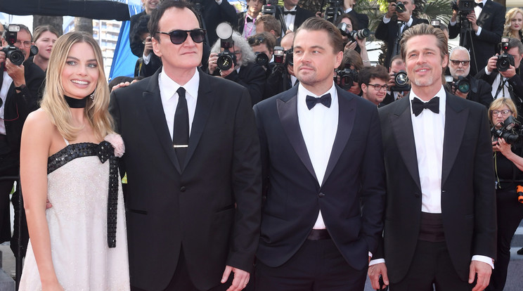 Margot Robbie,Quentin Tarantino, Leonardo DiCaprio és Brad Pitt a Volt egyszer egy Hollywood Cannes-i vetítésén  /Fotó: Northfoto