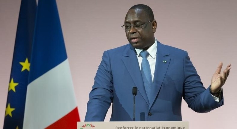 Senegal's President Macky Sall delivers a speech during the Franco-African Forum at the Bercy Finance Ministry in Paris, February 6, 2015.  REUTERS/Ian Langsdon/Pool