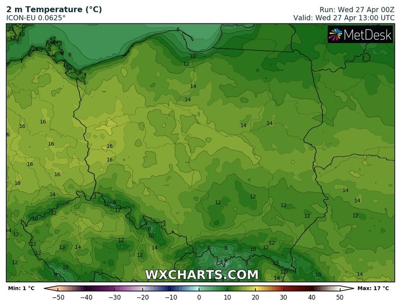 Temperatura sięgnie maksymalnie 17 st. C