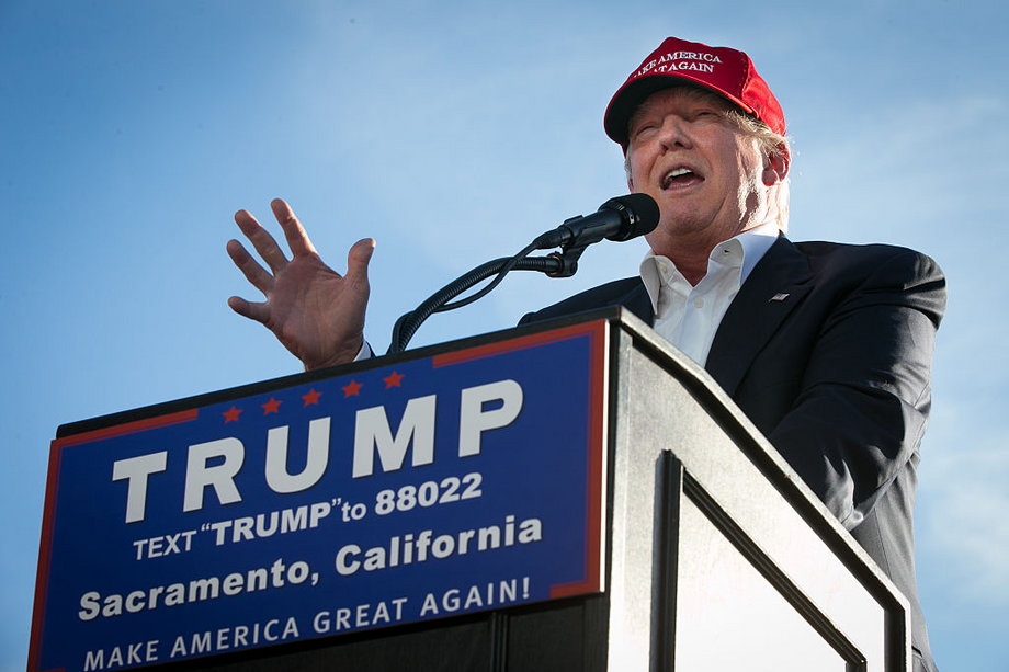 Donald Trump at a rally in California.