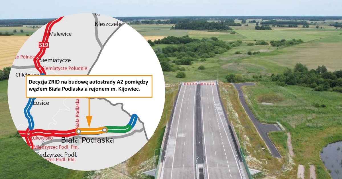 Autostrada A2 na wschodzie Polski coraz bliżej granicy. Jest decyzja dla kolejnego odcinka [MAPA]