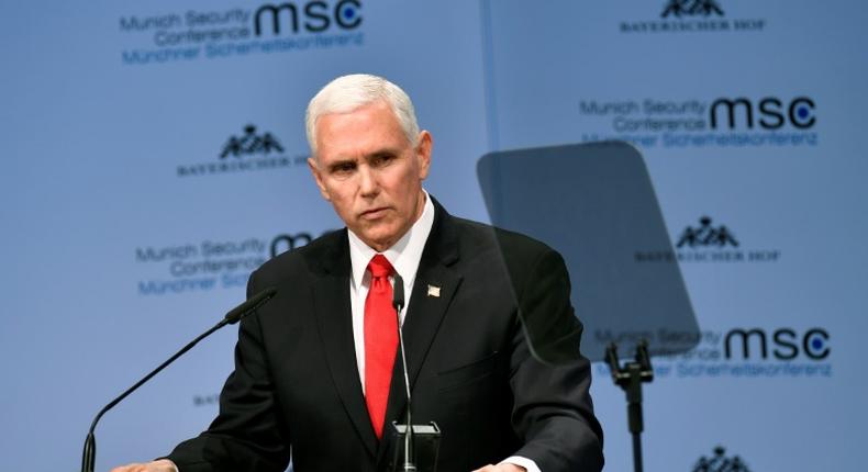 US Vice President Mike Pence told the Munich Security Conference the world should step forward and recognise Juan Guaido's claim to the Venezuelan presidency