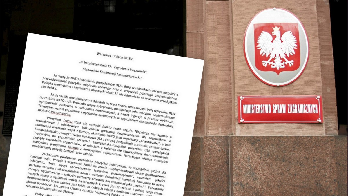 Byli ambasadorowie Polski, zrzeszeni w Konferencji Ambasadorów RP, napisali list "O bezpieczeństwie RP. Zagrożenia i wyzwania". Skrytykowali w nim obecną politykę zagraniczną rządu. "Nacjonalizm rozsadza jedność" – napisali. 