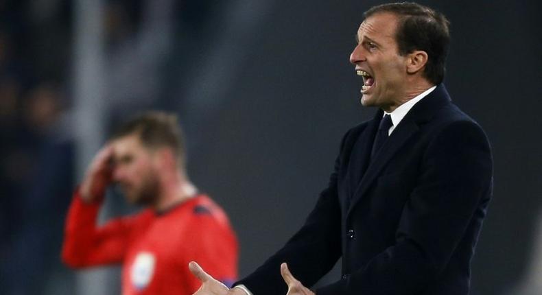 Juventus' head coach Massimiliano Allegri reacts during their UEFA Champions League Group H match, at the Juventus Stadium in Turin, on December 7, 2016