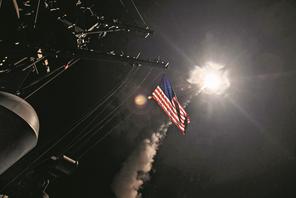U.S. Navy guided-missile destroyer USS Porter (DDG 78) conducts strike operations while in the Medit