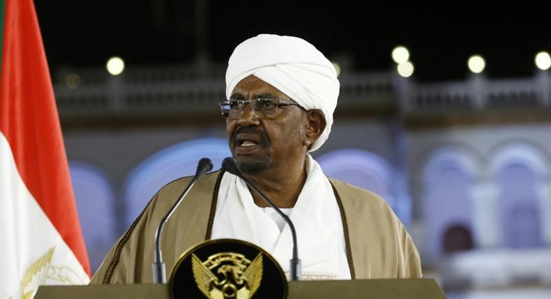 Sudanese President Omar al-Bashir declares a nationwide state of emergency in a speech to the nation from outside the presidential palace in Khartoum in a bid to end two months of protests against his three-decade rule