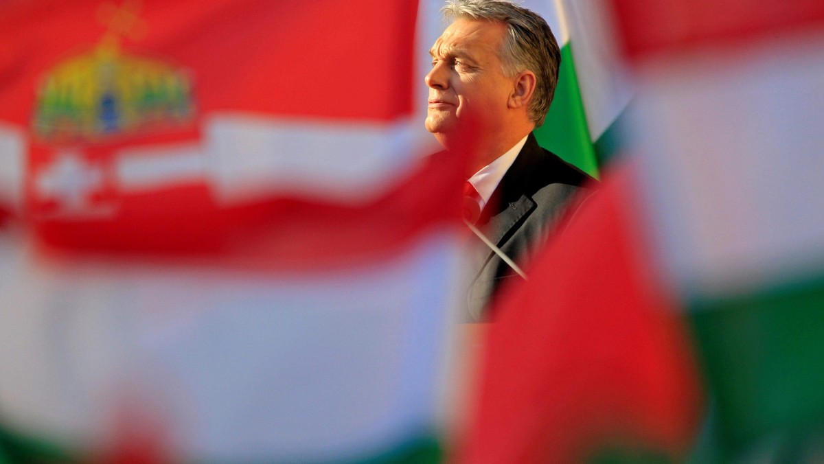 Hungarian Prime Minister Viktor Orban speaks during his campaign closing rally in Szekesfehervar