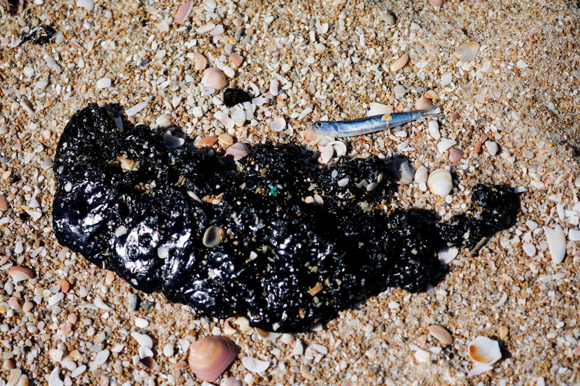 Israel's beaches blackened by tar after offshore oil spill