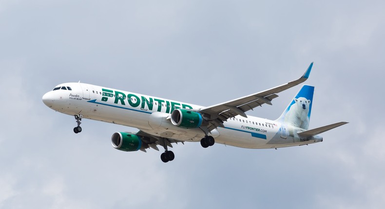 A Frontier Airlines Airbus A321.
