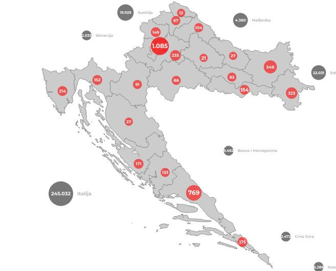 Chorwacja - liczba zakażonych / źródło: koronawirus.hr