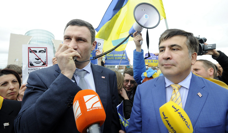 Witalij Kliczko i Micheil Saakaszwili w Dublinie