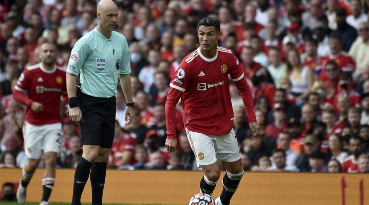 Cristiano Ronaldo, a Manchester United játékosa az angol első osztályú labdarúgó-bajnokságban a Newcastle United ellen játszott mérkőzésen a manchesteri Old Trafford stadionban 2021. szeptember 11-én / Fotó: MTI/AP/Rui Vieira