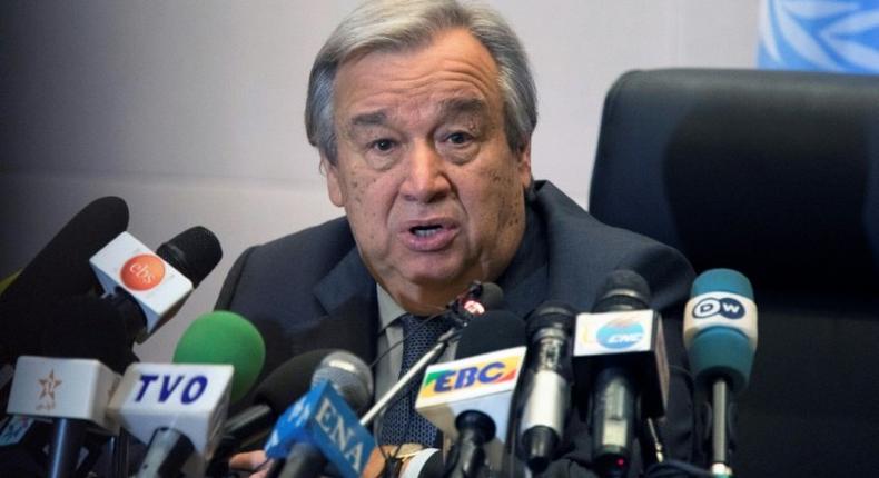 United Nations Secretary General Antonio Guterres, pictured on January 30, 2017, appealed for the US to reverse the suspension of refugee resettlement