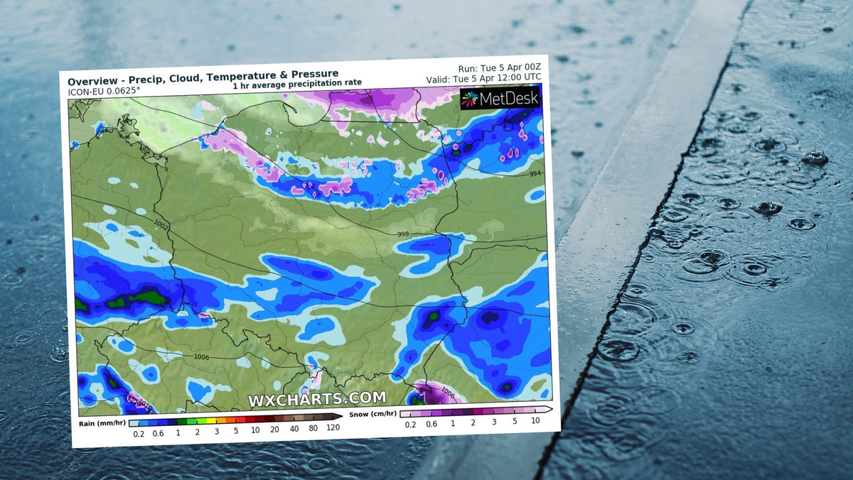 Prognoza pogody na wtorek, 5 kwietnia. Będzie mocno wiało i często padało