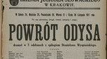 Afisz spektaklu "Powrót Odysa" (autor i inscenizacja: Stanisław Wyspiański, Teatr Miejski, Kraków