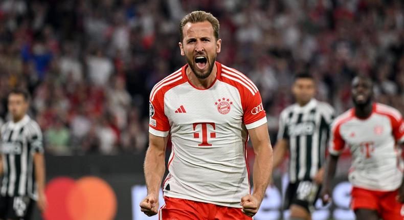 Harry-Kane-fete-son-but-lors-de-Bayern-Munich-Manchester-United-4-3-1ere-journee-de-la-Ligue-des-champions-le-20-septembre-2023