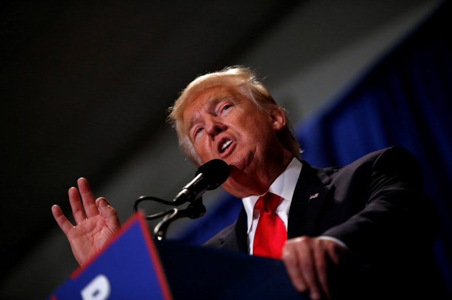 Republican presidential nominee Donald Trump attends a campaign rally at Blair County Convention Center in Altoona, Pennsylvania.