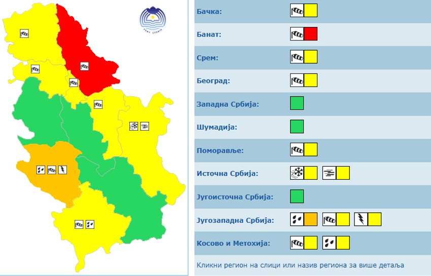 Crveni meteoalarm danas u Srbiji