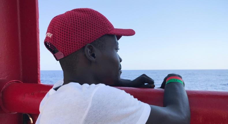 Djibril, a 24-year-old migrant from Chad, is one of more than 350 people who have been rescued in the Mediterranean by the Ocean Viking since Friday