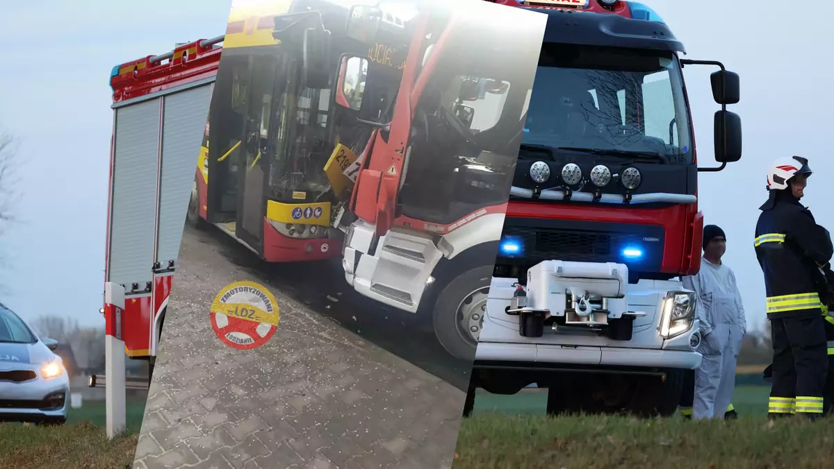 Wóz strażacki zderzył się z autobusem MPK w Łodzi