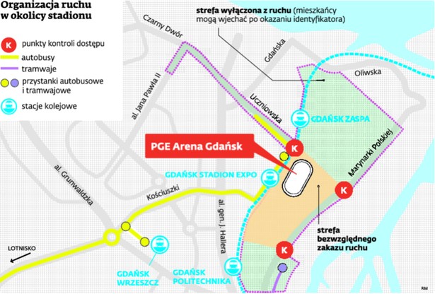 Organizacja ruchu w okolicy stadionu