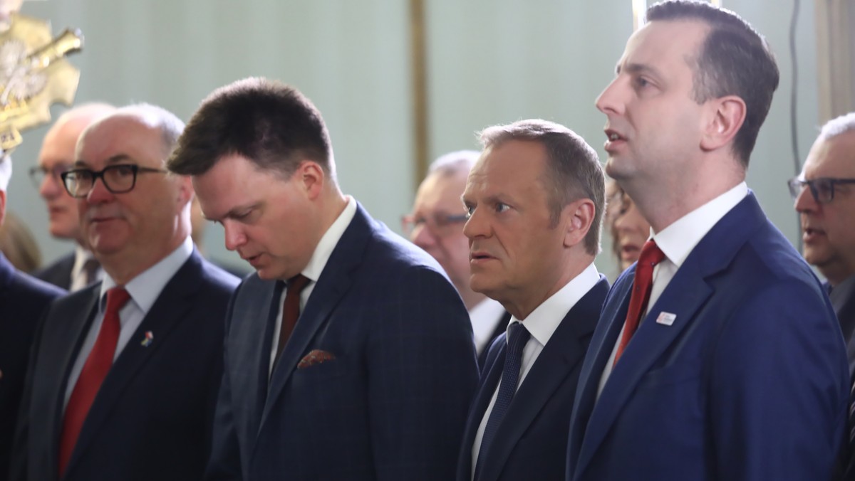 Włodzimierz Czarzasty, Szymon Hołownia, Donald Tusk, Władysław Kosiniak-Kamysz