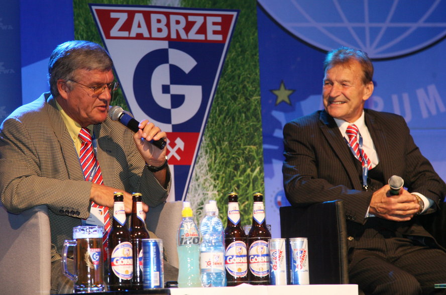 Włodzimierz Lubański i Stanisław Oślizło podczas XX Forum Ekonomicznego w Krynicy (9 września 2010 r)