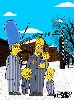 Simpsonowie w Auschwitz! Włoski artysta szokuje. ZDJĘCIA
