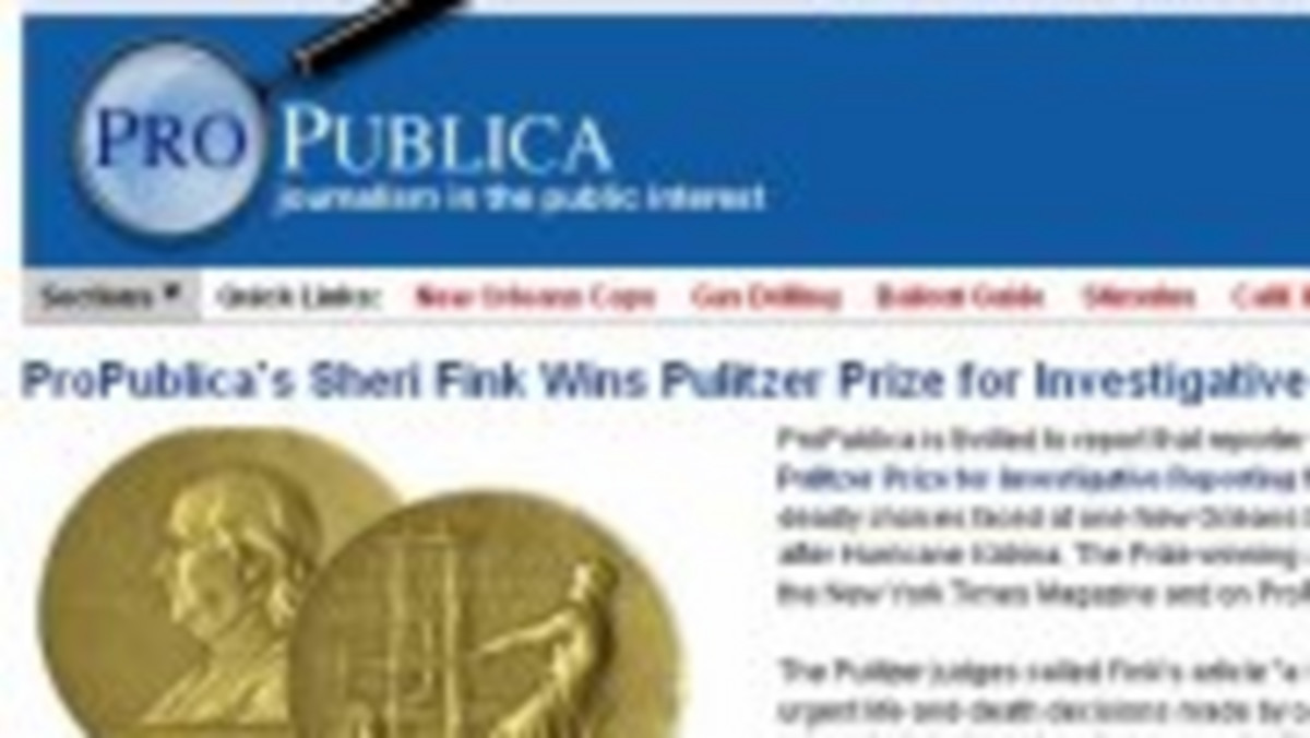 Po raz pierwszy wśród laureatów prestiżowych nagród Pulitzera znalazł się niezależny newsroom internetowy ProPublica.