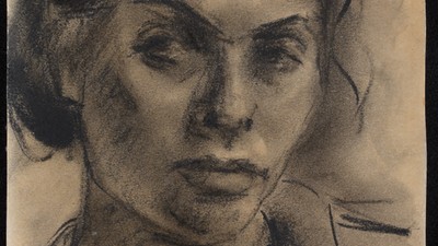 Prace Geli Seksztajn: Autoportret, 1932-1943 (?), węgiel, papier