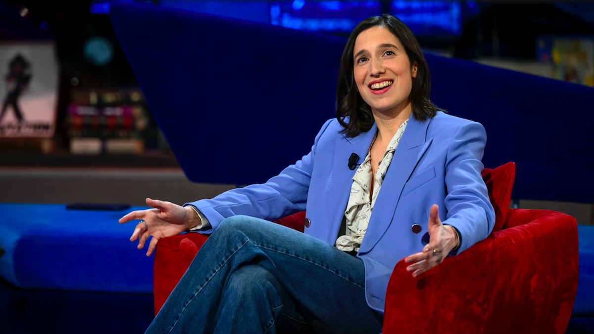 Elly Schlein w programie „Oggi è un altro giorno w TV RAI, Rzym, 21 lutego 2023 r.