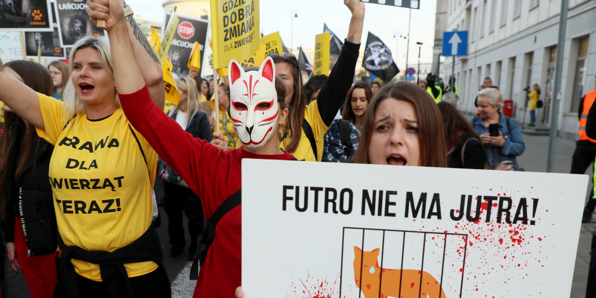 Protesty przeciw futrom maszerują ulicami Warszawy już od kilku lat