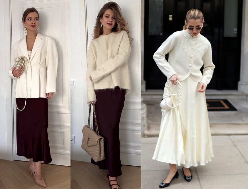 Ako nosiť sukňu s pulóvrom štýlovo.