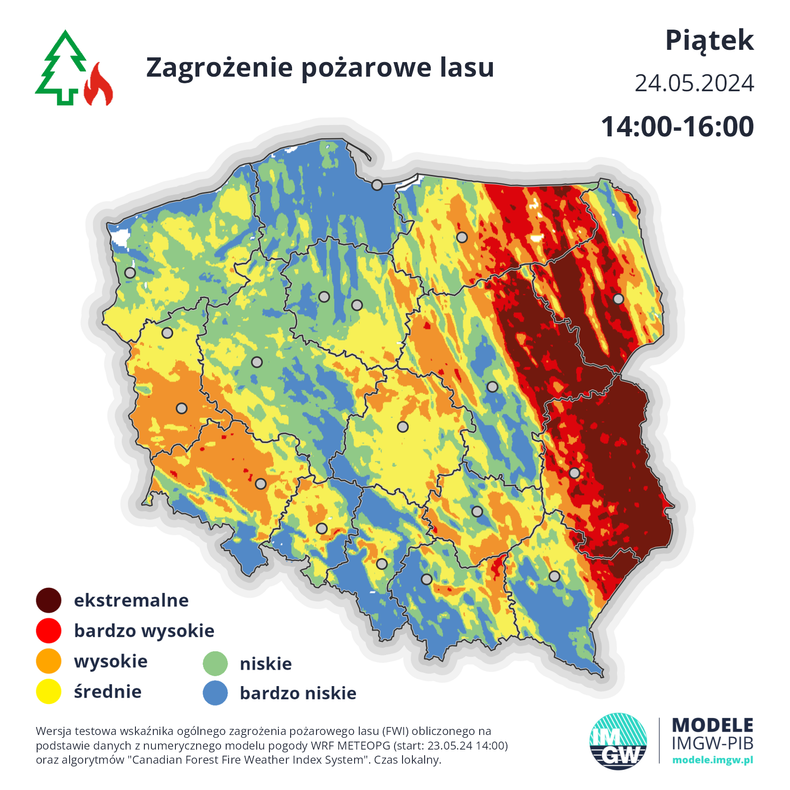 Zagrożenie pożarowe w piątek