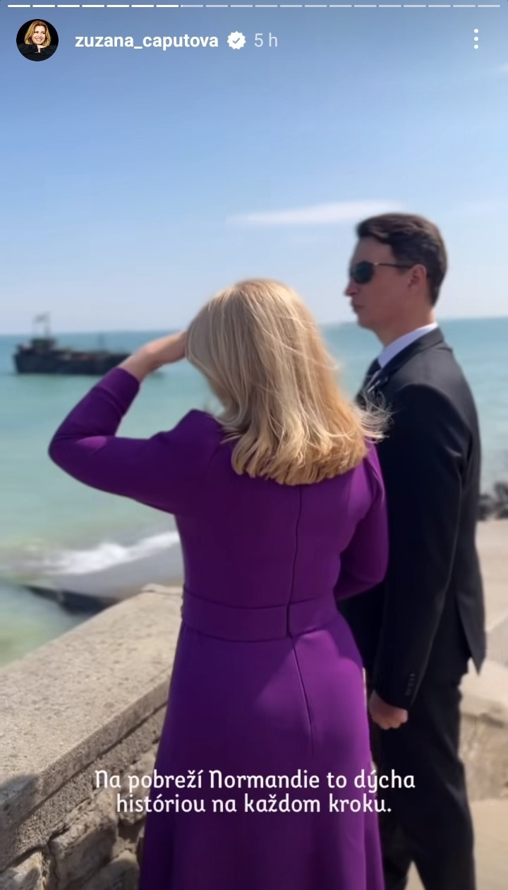 Prezidentka Zuzana Čaputová a jej partner Juraj Rizman na návšteve Francúzska počas 80. výročia vylodenia v Normandii.