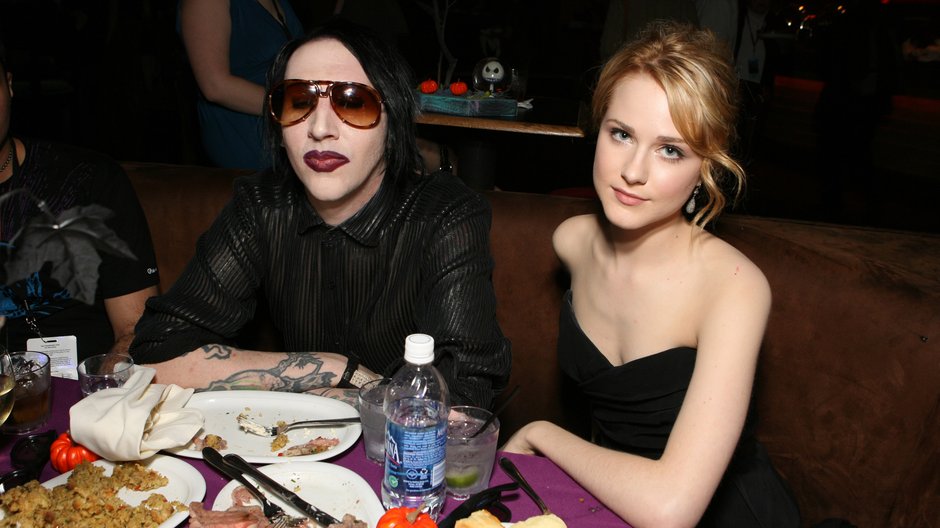 Marylin Manson i Evan Rachel Wood na premierze "Miasteczka Halloween" 15 października 2006 r.