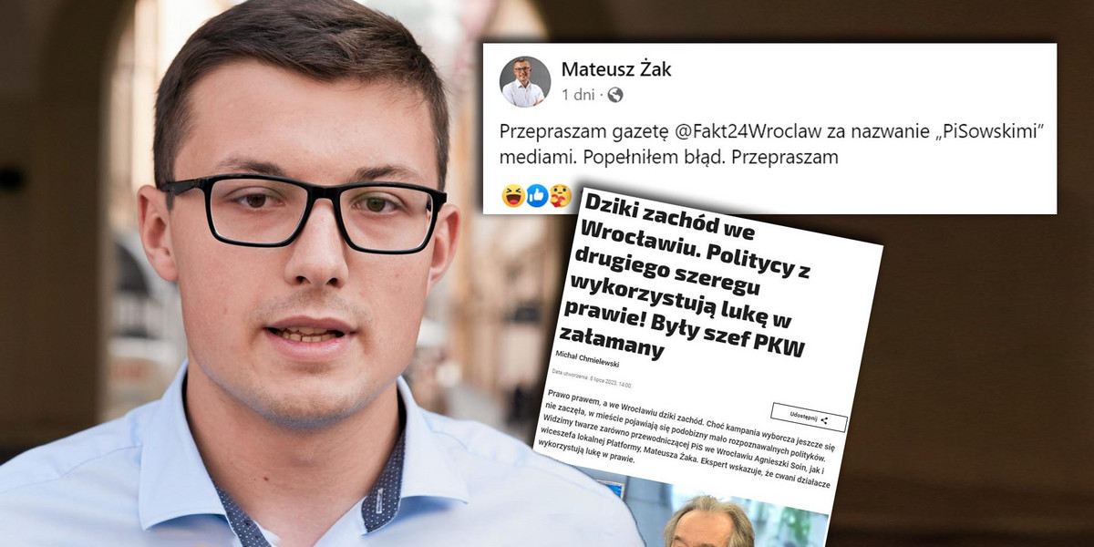 Polityk PO Mateusz Żak nazwał Fakt "PiS-owskimi mediami". Teraz przeprasza.