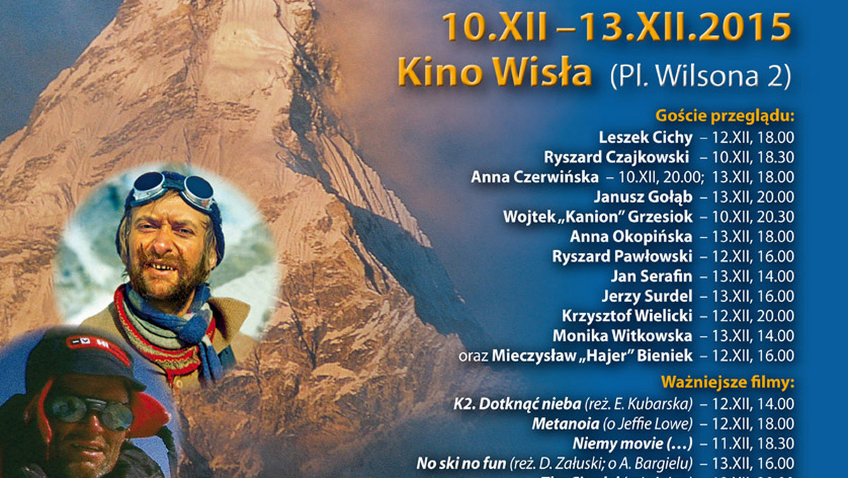 12. Warszawski Przegląd Filmów Górskich odbędzie się w dniach 10-13 grudnia 2015 r. w kinie Wisła.