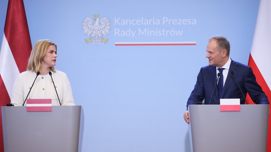 Donald Tusk i premier Łotwy Evika Silina