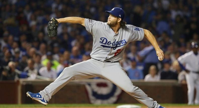 Clayton Kershaw of the Los Angeles Dodgers throws a pitch in the fifth inning against the Chicago Cubs at Wrigley Field on October 16, 2016 in Chicago, Illinois