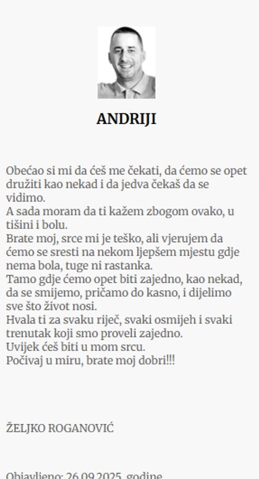 Porodica i prijatelji se opraštaju do ubijenog Andrije