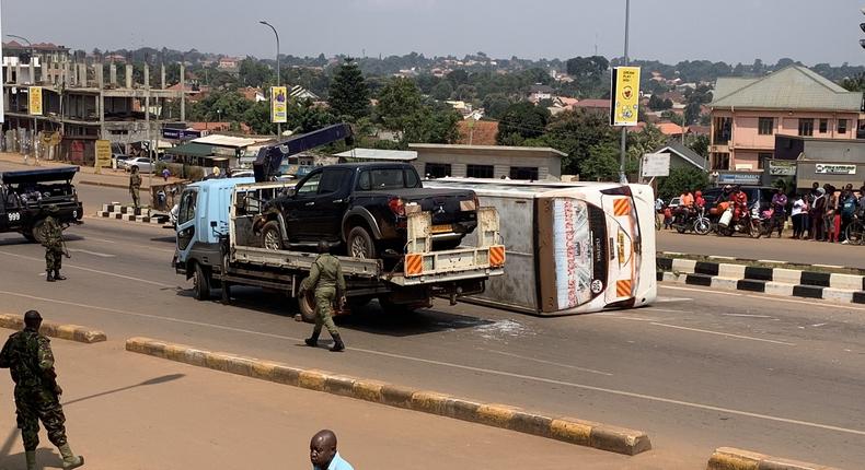 The accident scene at the Nkumba traffic lights (courtesy)