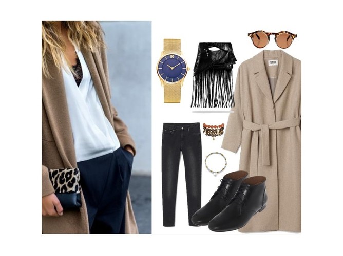 Płaszcz Halston Herritage; spodnie Diesel; torba Joanna Kruczek, www.joannakruczek.pl; buty Nessi, www.nessi.com.pl; bransoletki Venis, www.venis.pl; zegarek Danish Design, classicwatch.com.pl