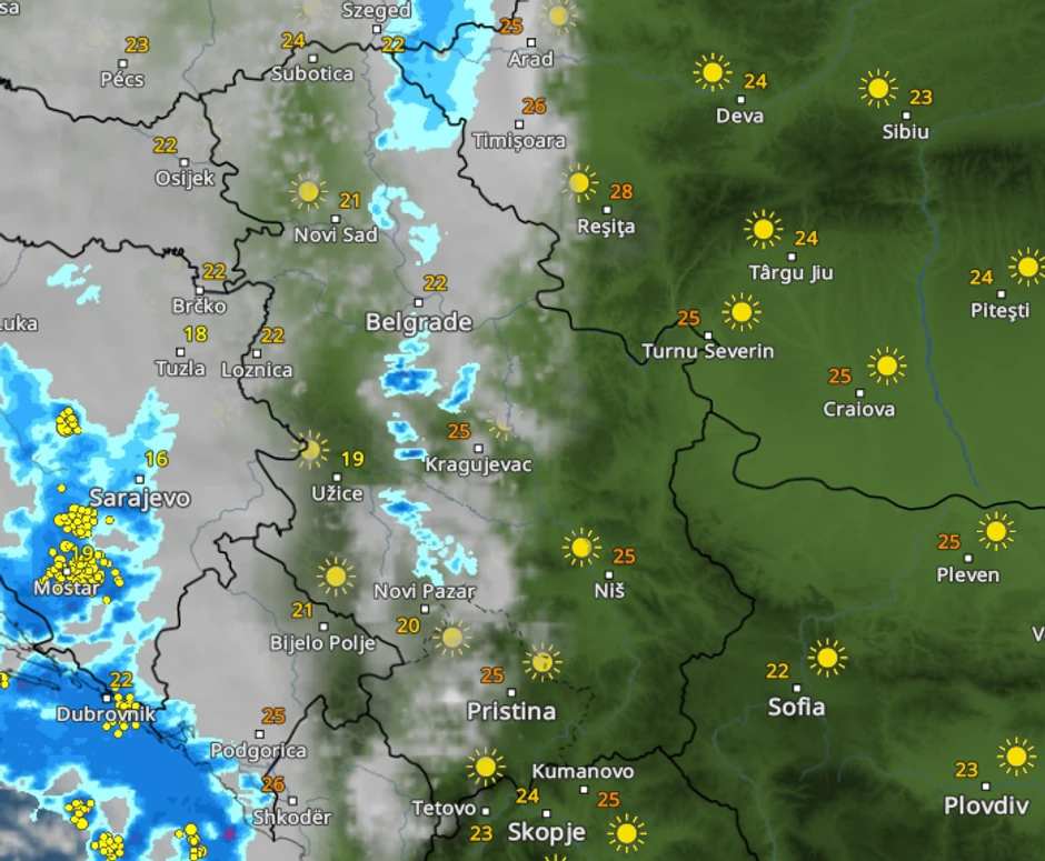 Kretanje nevremena u 9