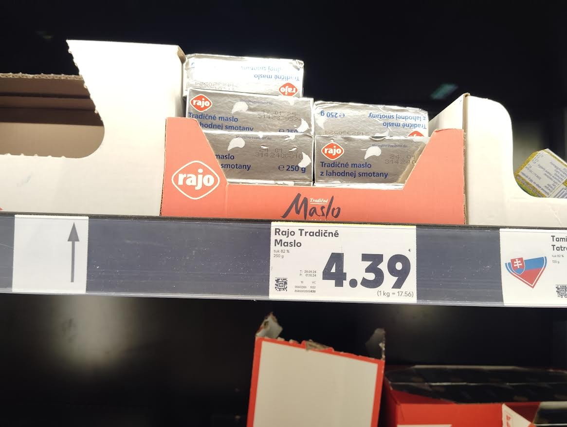 Čitateľka ukázala cenu masla.