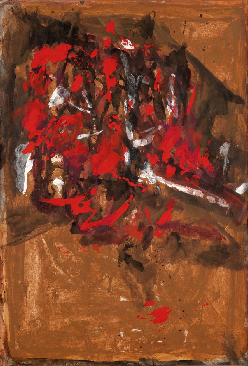 MIHAILOVIC Kompozicija, kombinovana tehnika na papiru kaširanom na platno,  110x74,5cm 