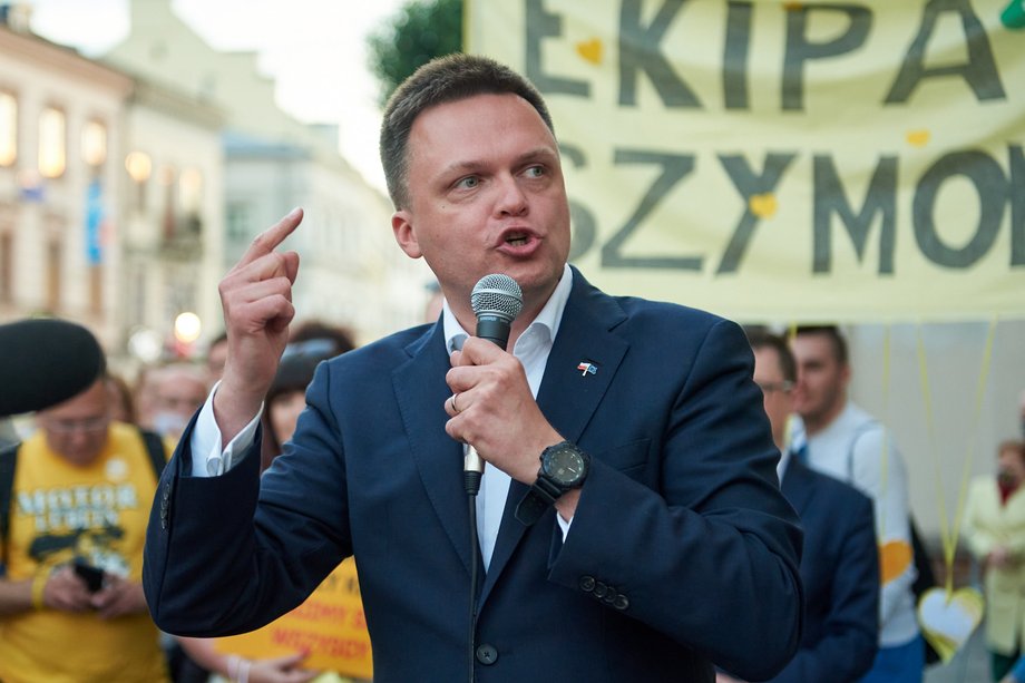 Szymon Hołownia podczas kampanii wyborczej.